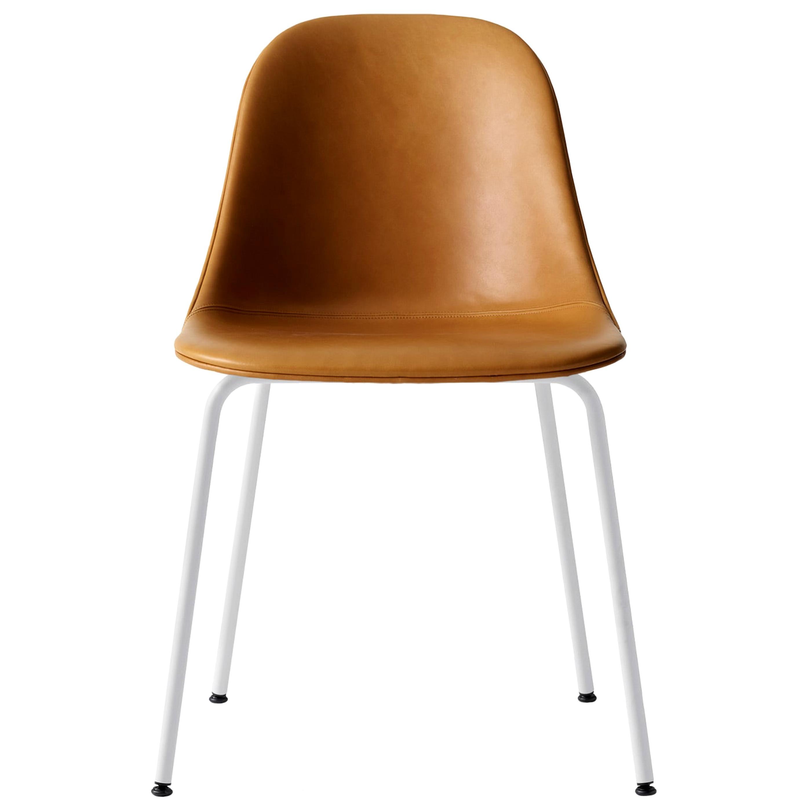 Harbour Side Chair, Base in White Steel, Nevotex "Dakar" #0250 'Cognac' For Sale