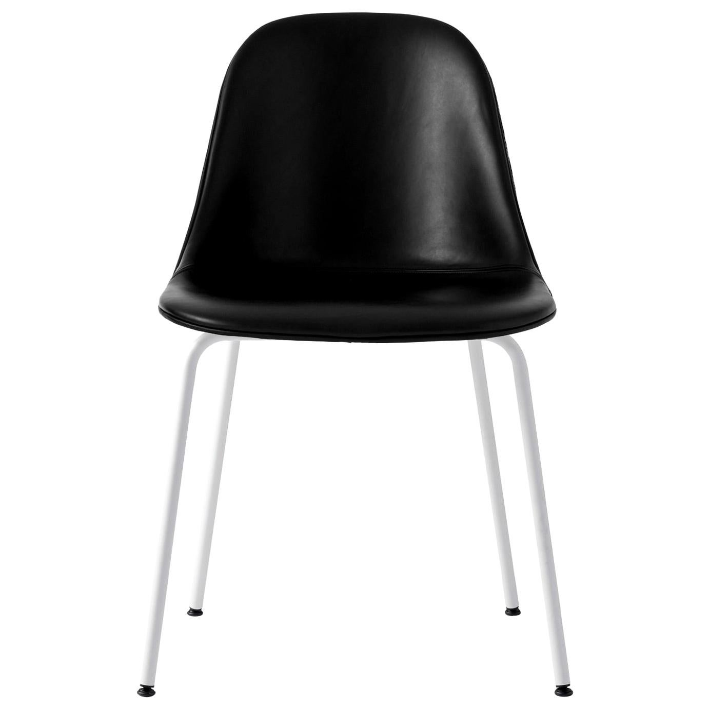 Harbour Side Chair, Base in White Steel, Nevotex "Dakar" #0842 'Black' For Sale