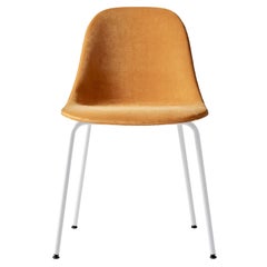 Harbour Side Chair, Base in White Steel, Orange Velvet Shell