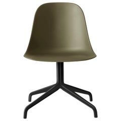 Harbour Side Chair, Black Steel Swivel Base, Olive Shell