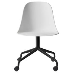 Harbour Side Chair, Black Steel Swivel Base with Caster, White Shell