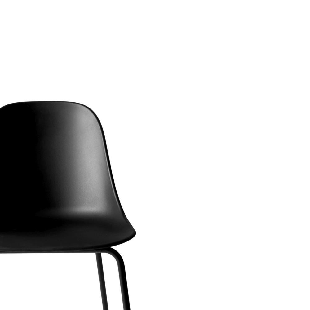 Scandinavian Modern Harbour Side Chair, Counter Height Base in Black Steel, Black Shell For Sale