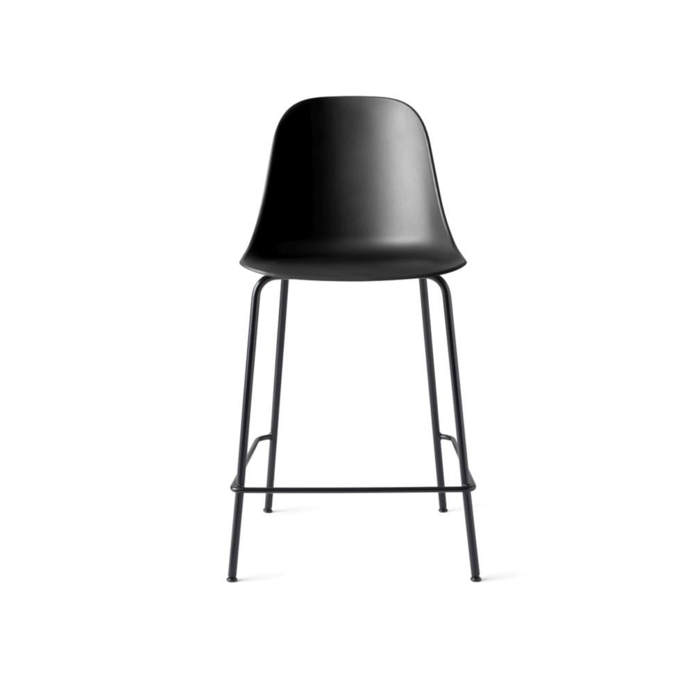 Lithuanian Harbour Side Chair, Counter Height Base in Black Steel, Black Shell For Sale