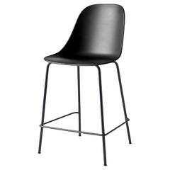 Harbour Side Chair, Counter Height Base in Black Steel, Black Shell