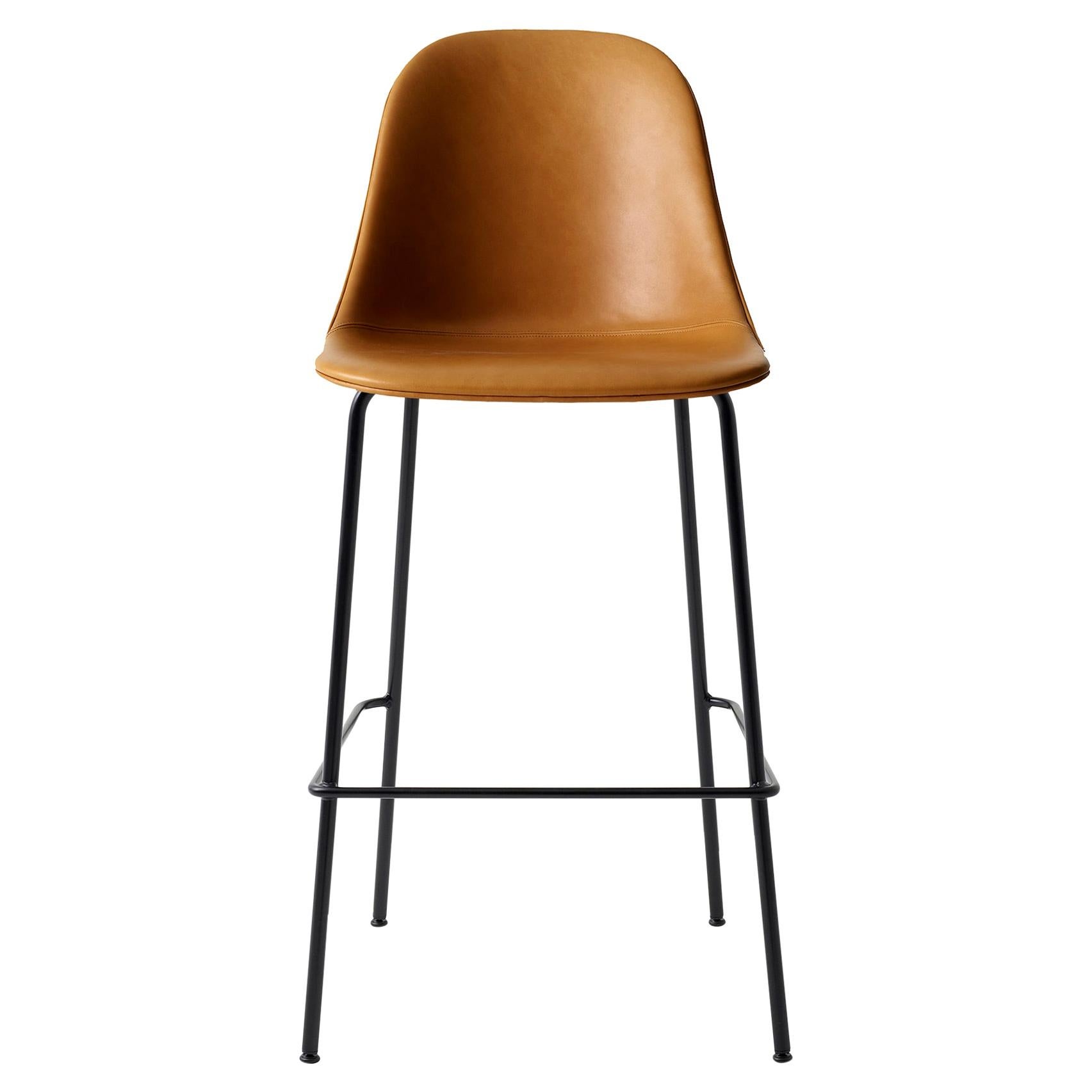 Harbour Side Chair, Counter Height Base in Black Steel, Cognac Dakar Shell For Sale
