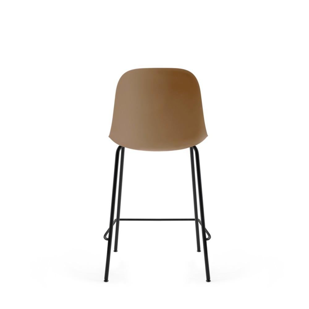 Scandinavian Modern Harbour Side Chair, Counter Height Base in Black Steel, Khaki Shell For Sale
