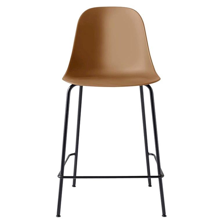 Harbour Side Chair, Counter Height Base in Black Steel, Khaki Shell For Sale
