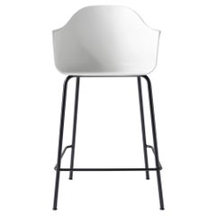 Harbour Side Chair, Counter Height Base in Black Steel, White Shell