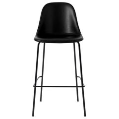 Harbour Side Chair, Counter Height Base with Black Steel & Black Dakar Leather
