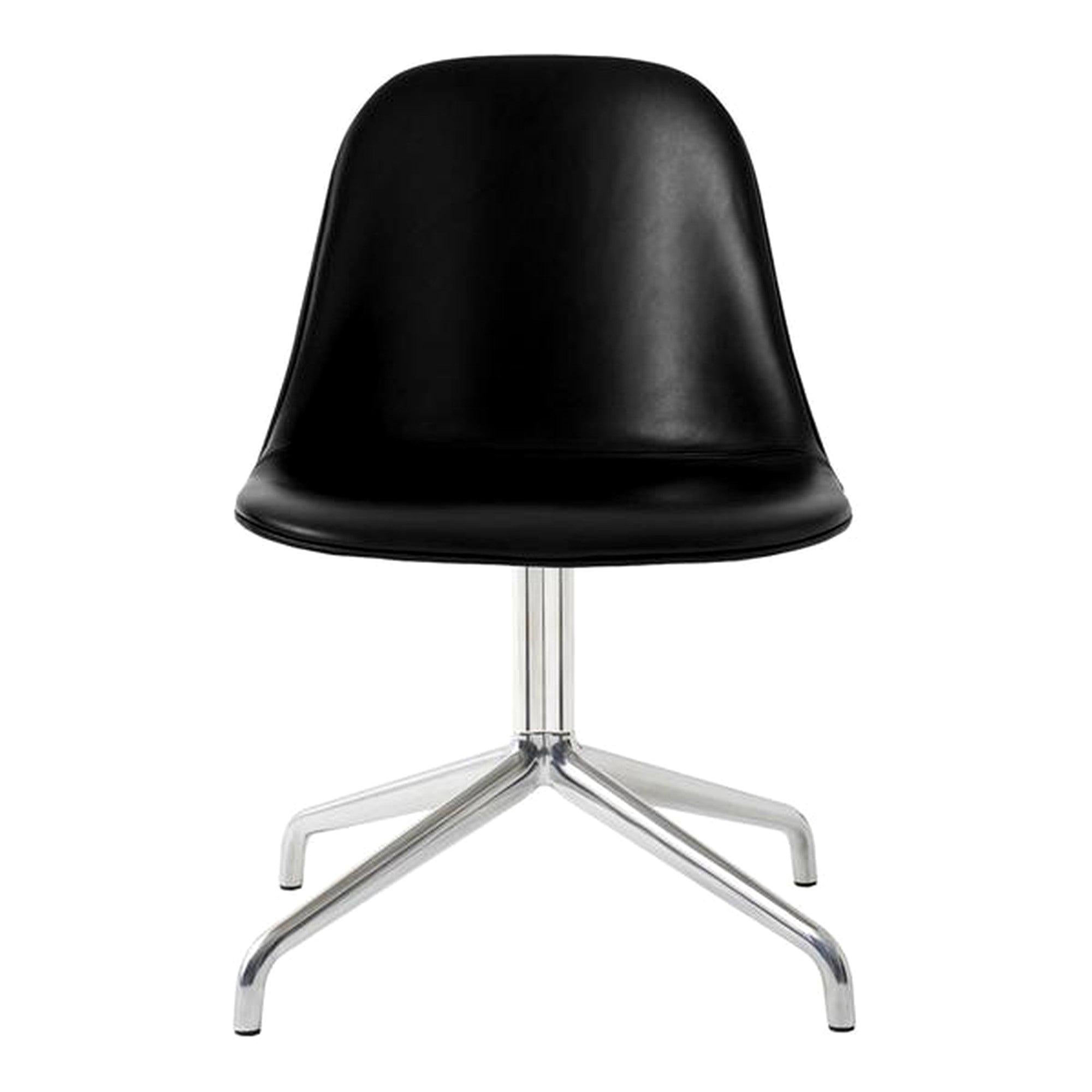 Harbour Side Chair, Polished Aluminum Swivel Base, Black Dakar Leather For Sale