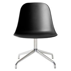 Harbour Side Chair, Polished Aluminum Swivel Base, Black Shell