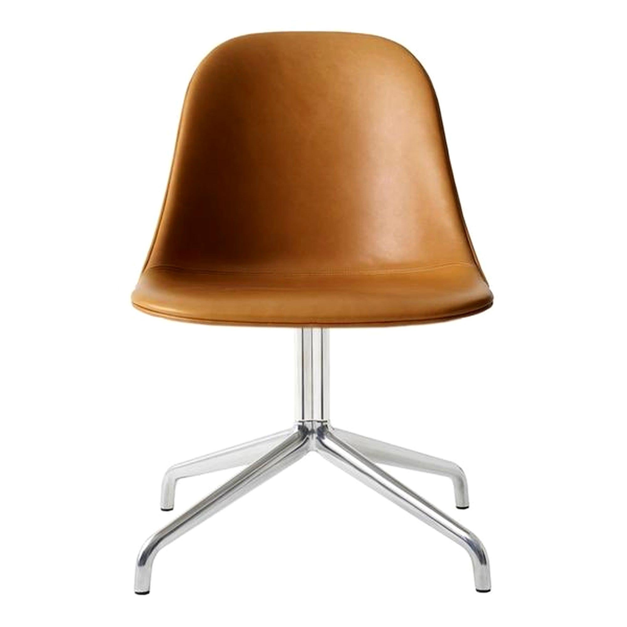 Harbour Side Chair, Polished Aluminum Swivel Base, Cognac Dakar Leather For Sale