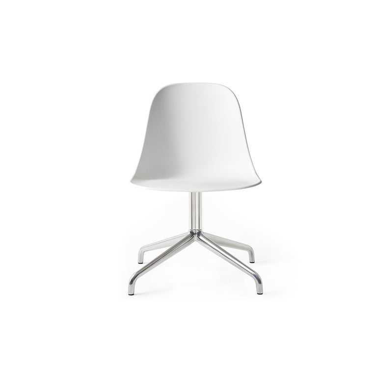 Lithuanian Harbour Side Chair, Polished Aluminum Swivel Base, White Shell For Sale