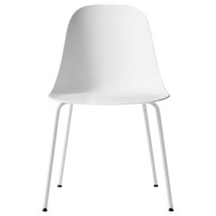 Harbour Side Chair with White Steel Legs and Light Grey Shell