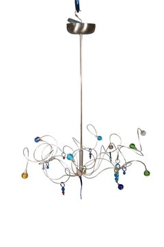 Lustre postmoderne Harco Loor Strawberry à 12 éclairages en acier inoxydable et verre