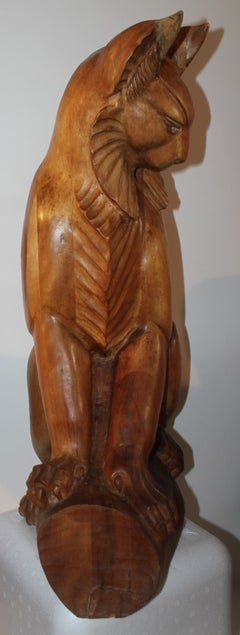 Hard Carved Cat Sculpture