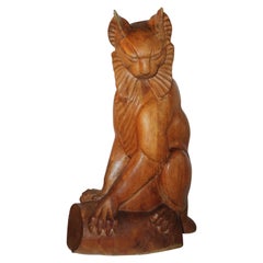 Hard Carved Cat Sculpture