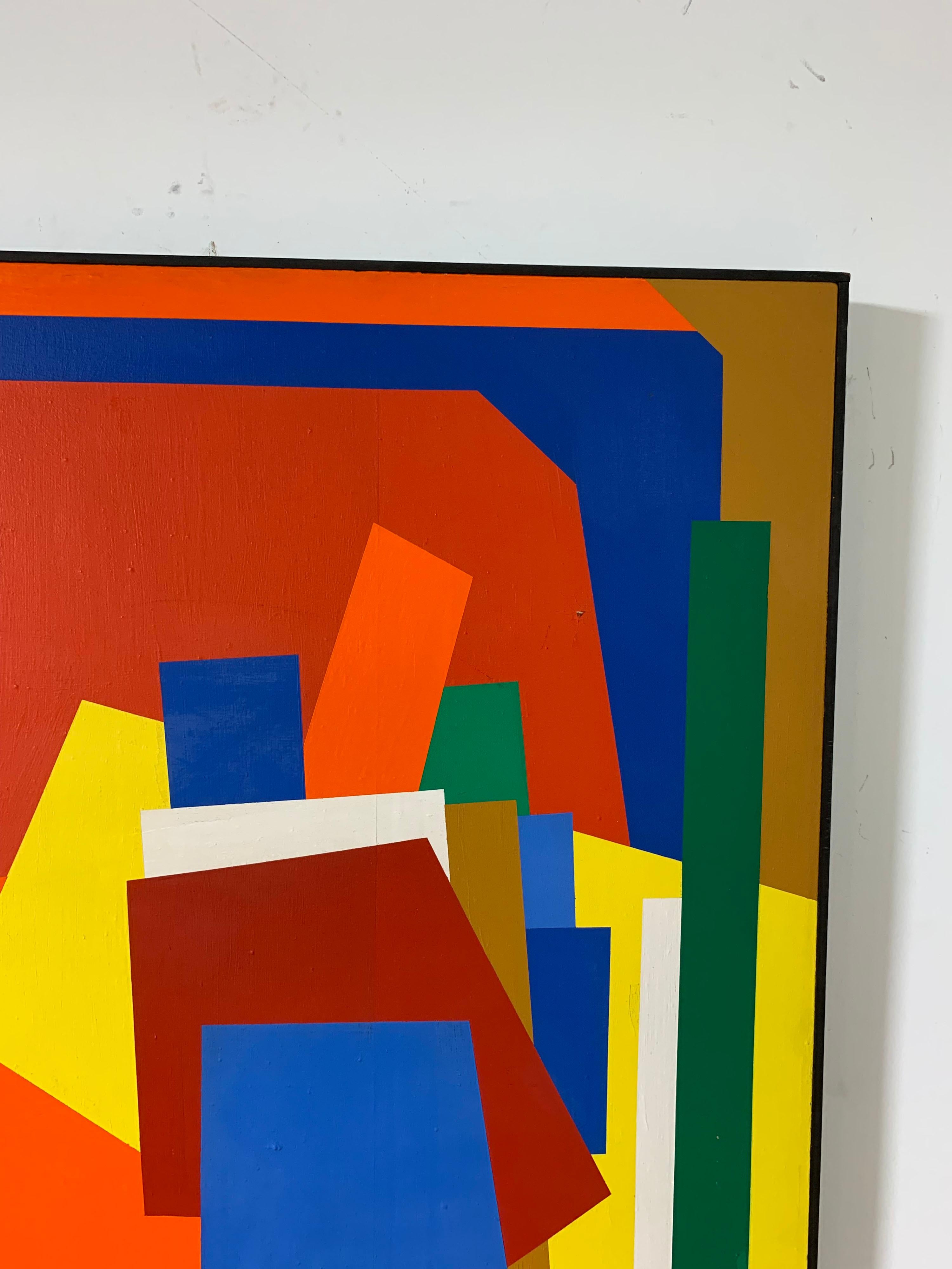A hard edge abstract color field painting ca. 1970s, by noted Ohio artist Wilma Dick.