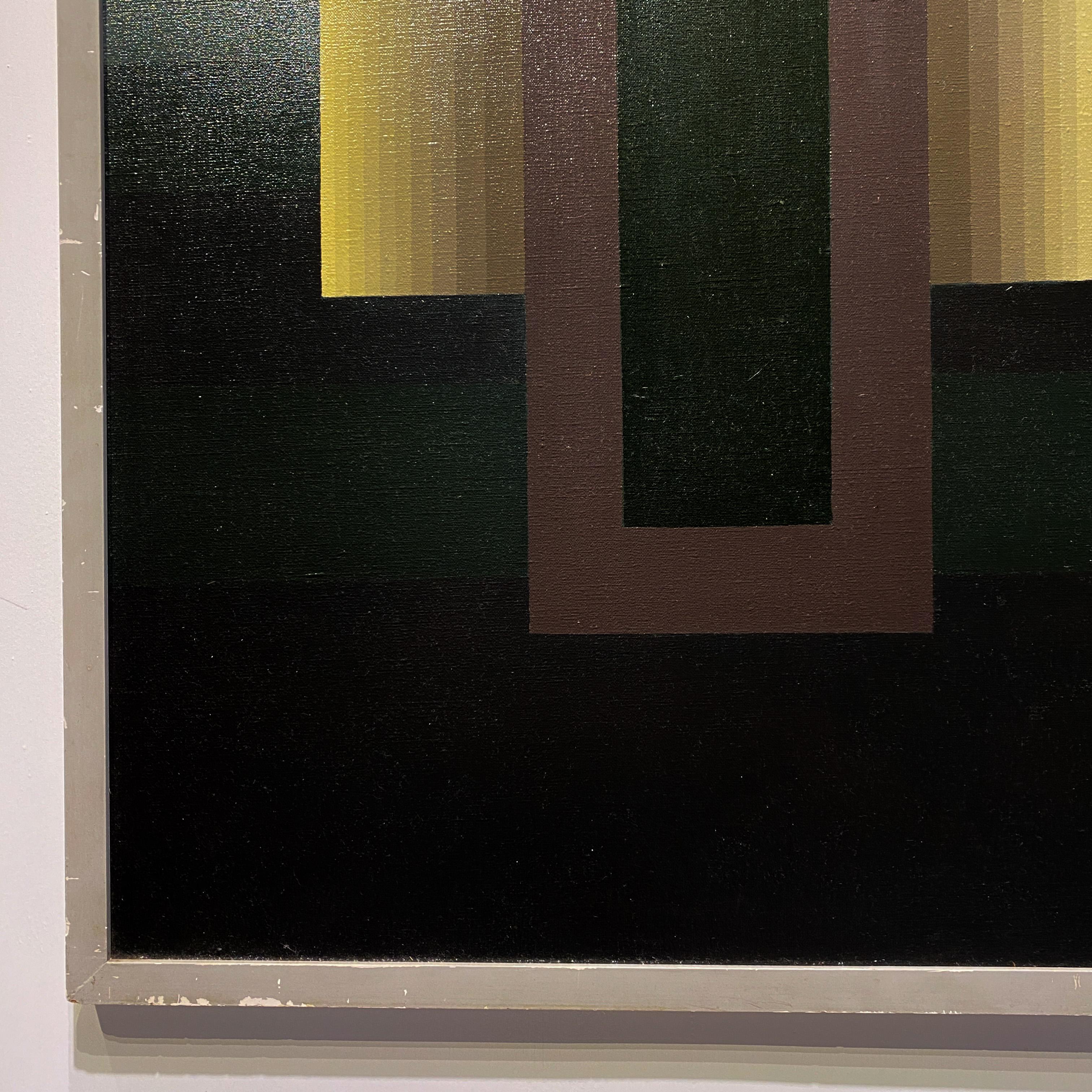 Hard-Edge Geometric Abstract Painting, Dutch 1970s, Signed & Dated For Sale 4