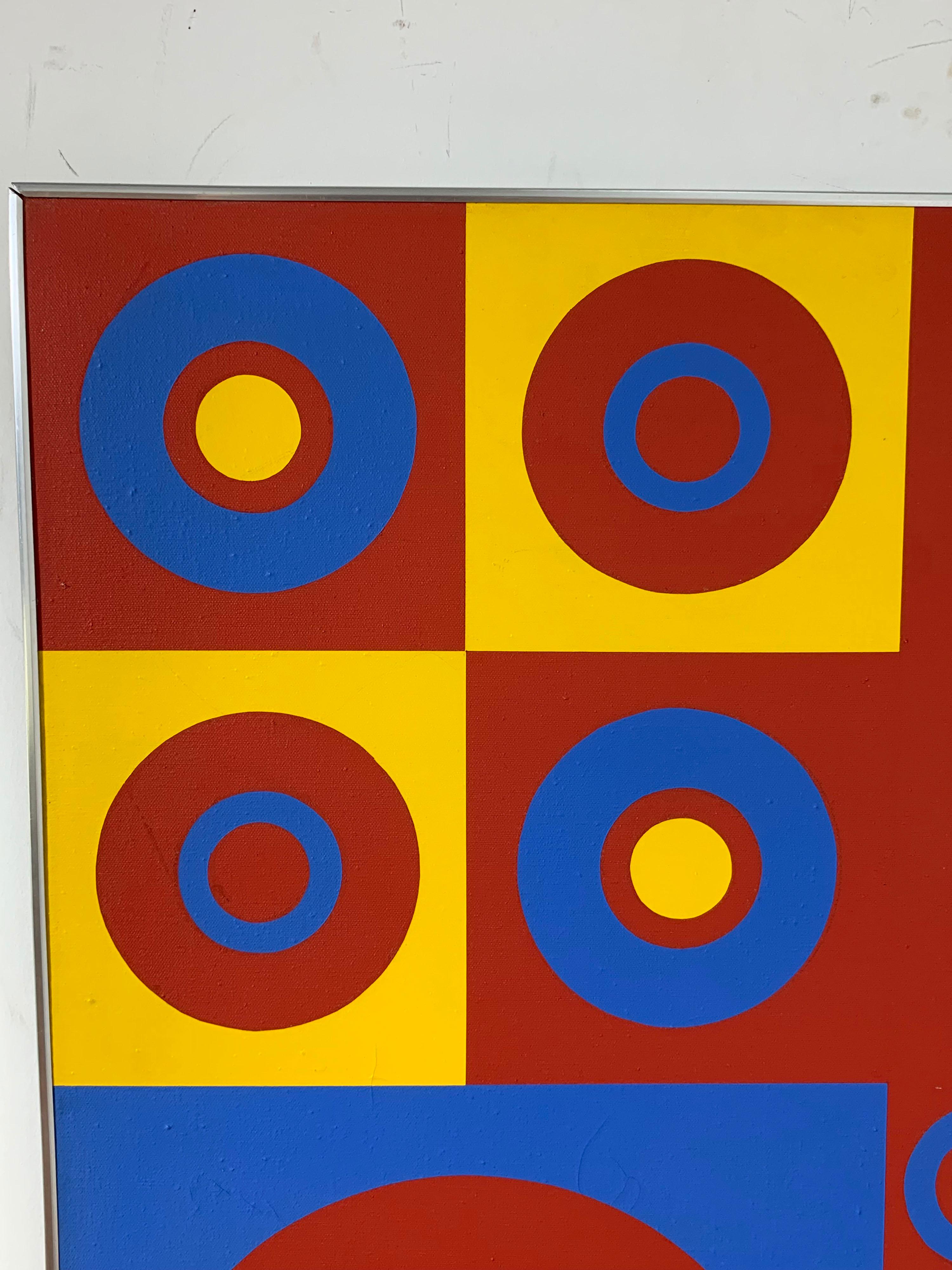 Hard Edge Op Art Painting by Wilma Dick, Circa 1970s For Sale 4