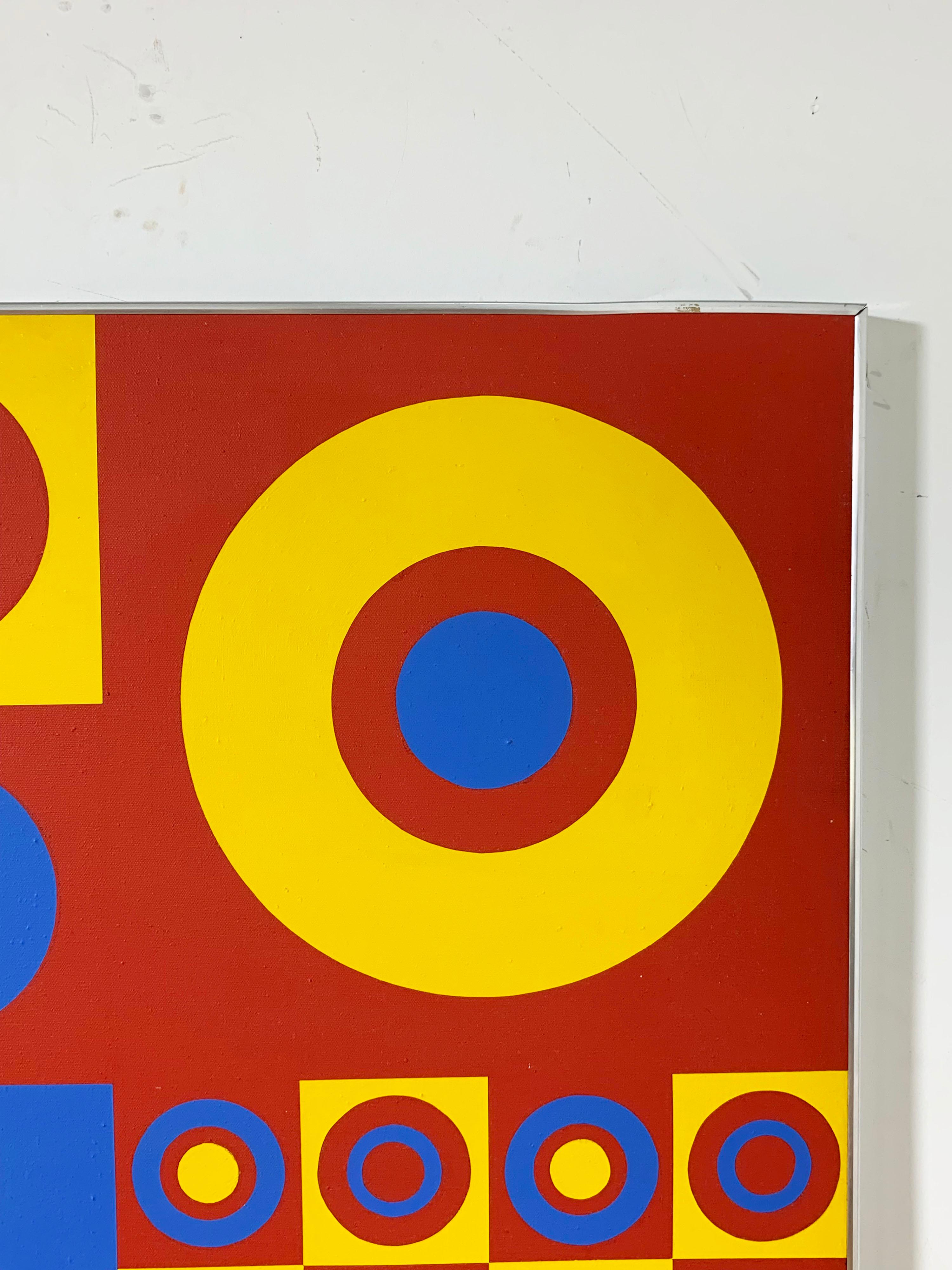 American Hard Edge Op Art Painting by Wilma Dick, Circa 1970s For Sale