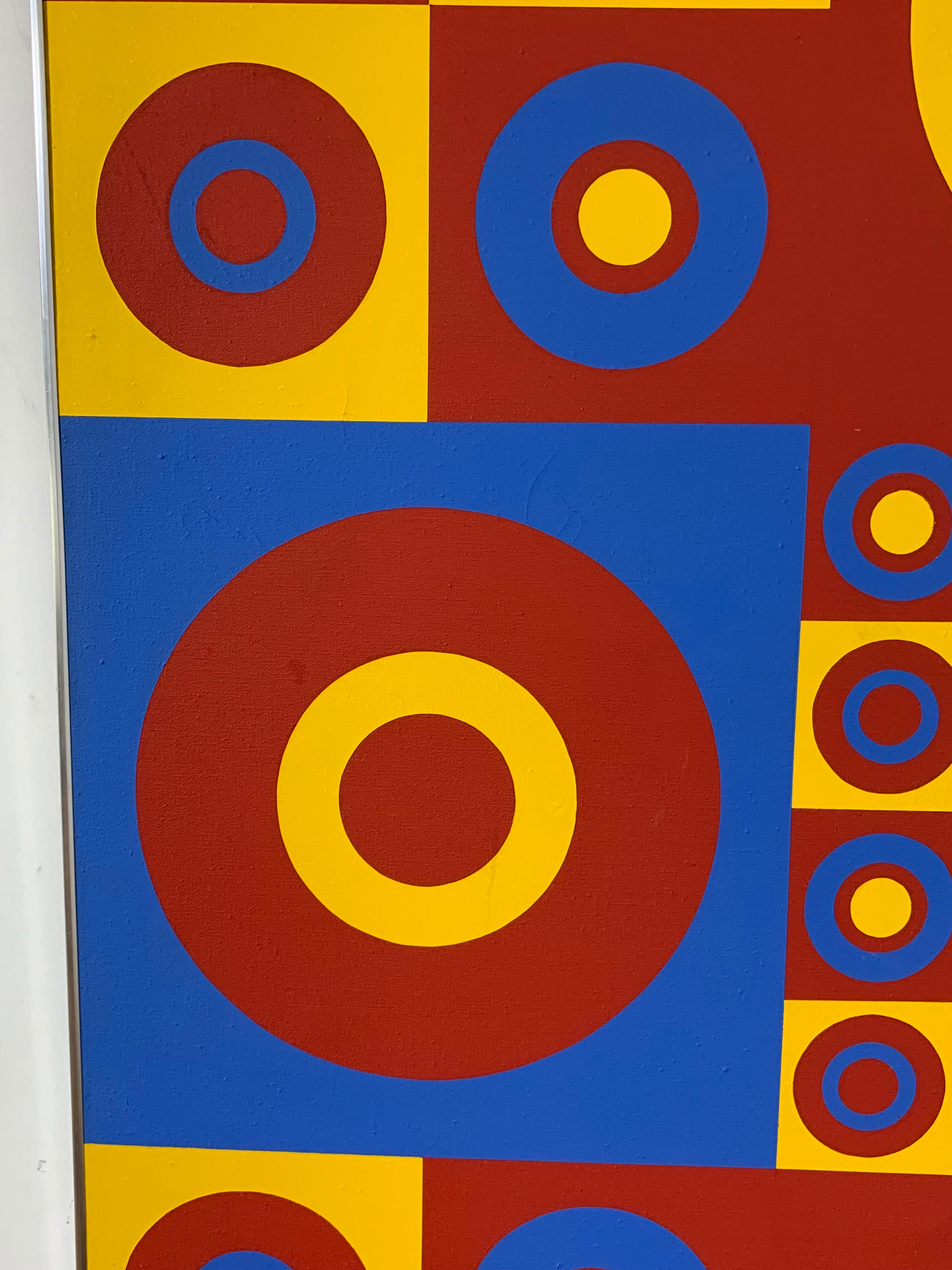 Late 20th Century Hard Edge Op Art Painting by Wilma Dick, Circa 1970s For Sale