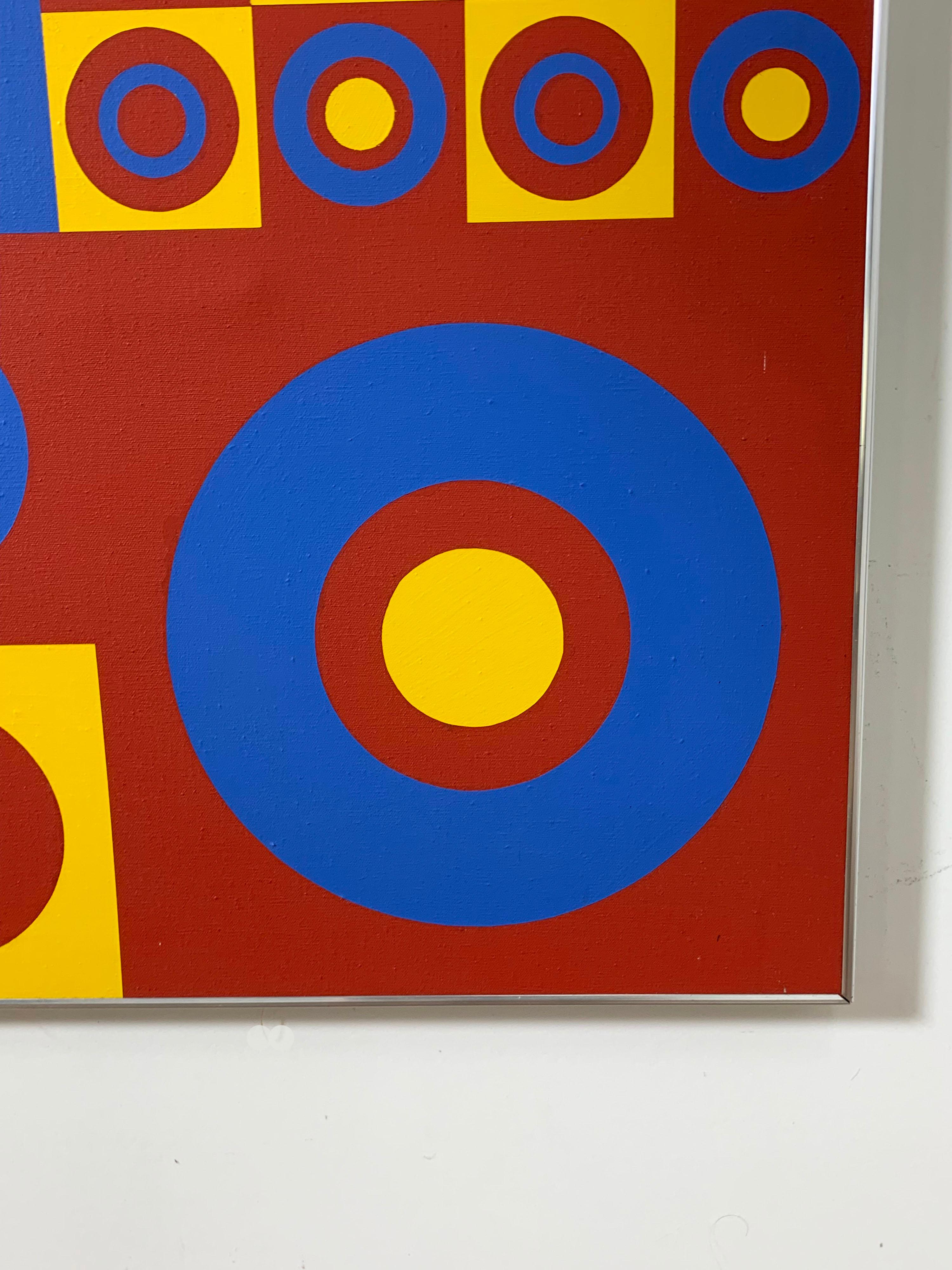 Hard Edge Op Art Painting by Wilma Dick, Circa 1970s For Sale 1