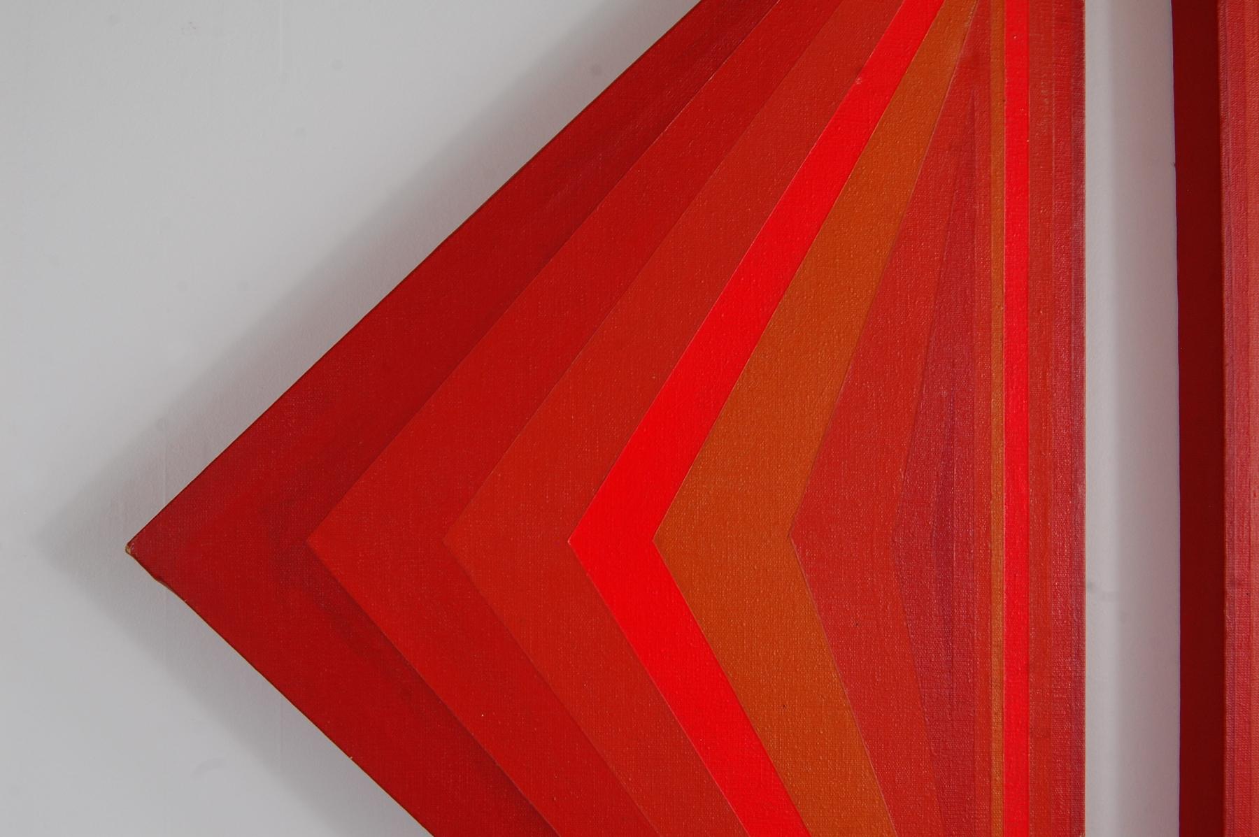 Hard-edge painting, circa 1972. Painting consists of two triangular elements. Unsigned.
