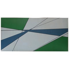 Hard Edge Painting in Green & Blue by Rice