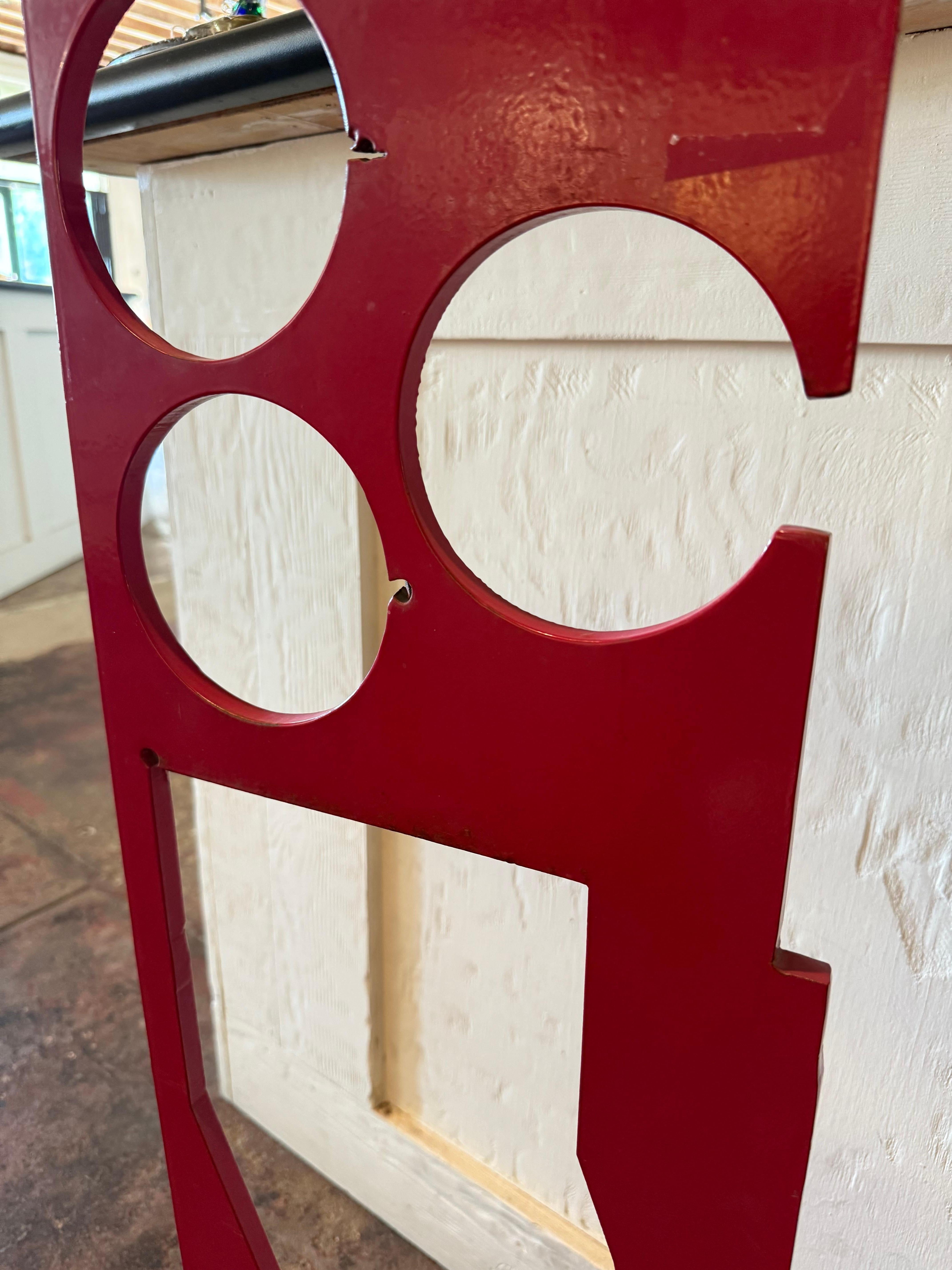 Modern Hard Edge See-Thru Red Steel Sculpture For Sale