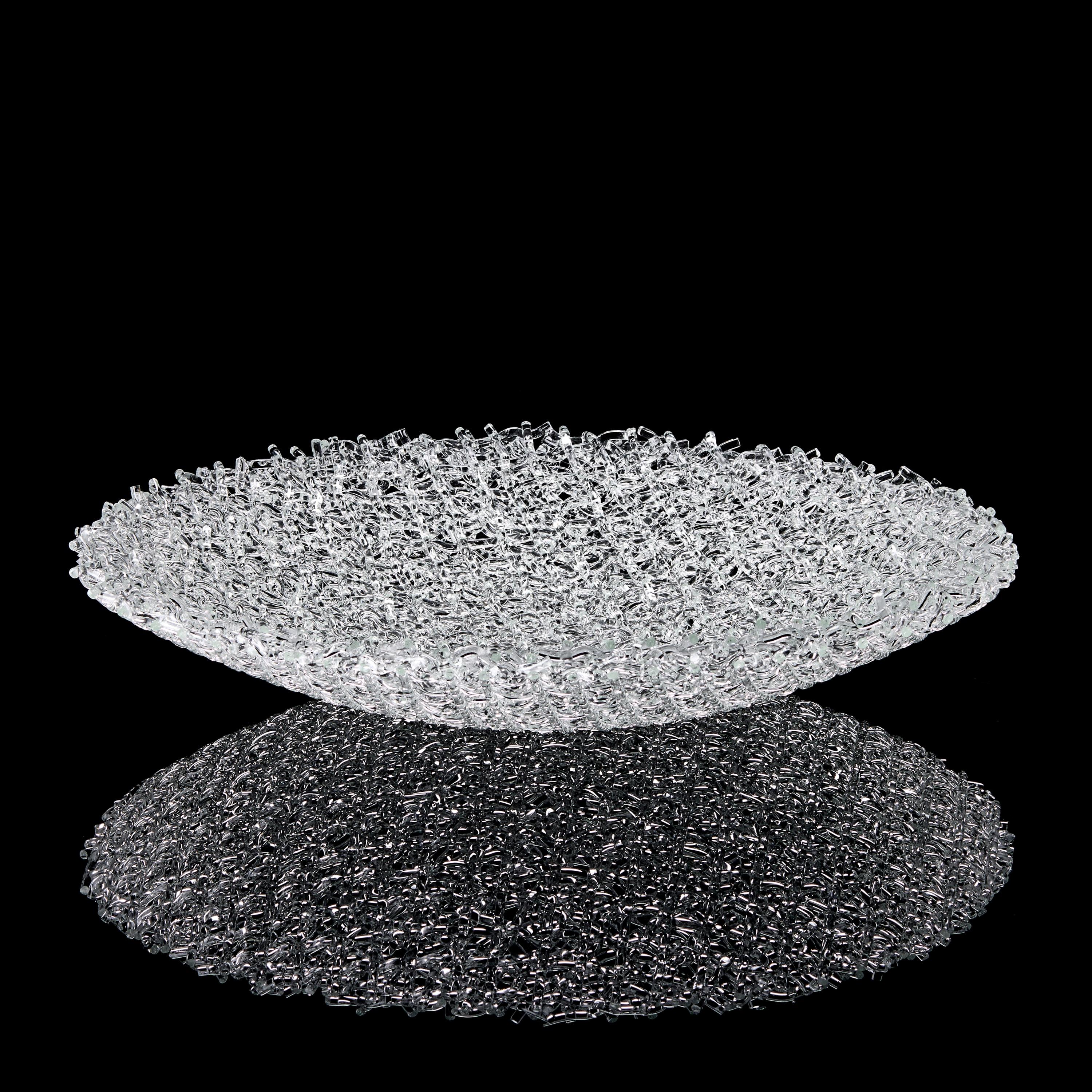 Hard Rime, einzigartiger gewebter skulpturaler Tafelaufsatz aus Klarglas von Cathryn Shilling (Handgefertigt) im Angebot