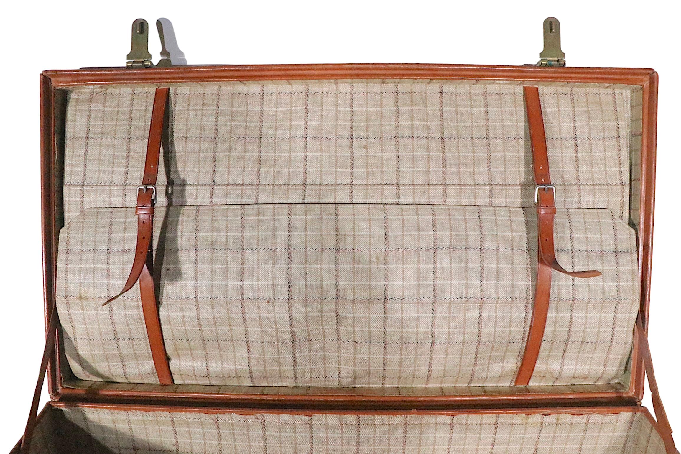 Hard Side Leder Overnight Luggage Suitcase Att. to Crouch und Fitzgerald 3
