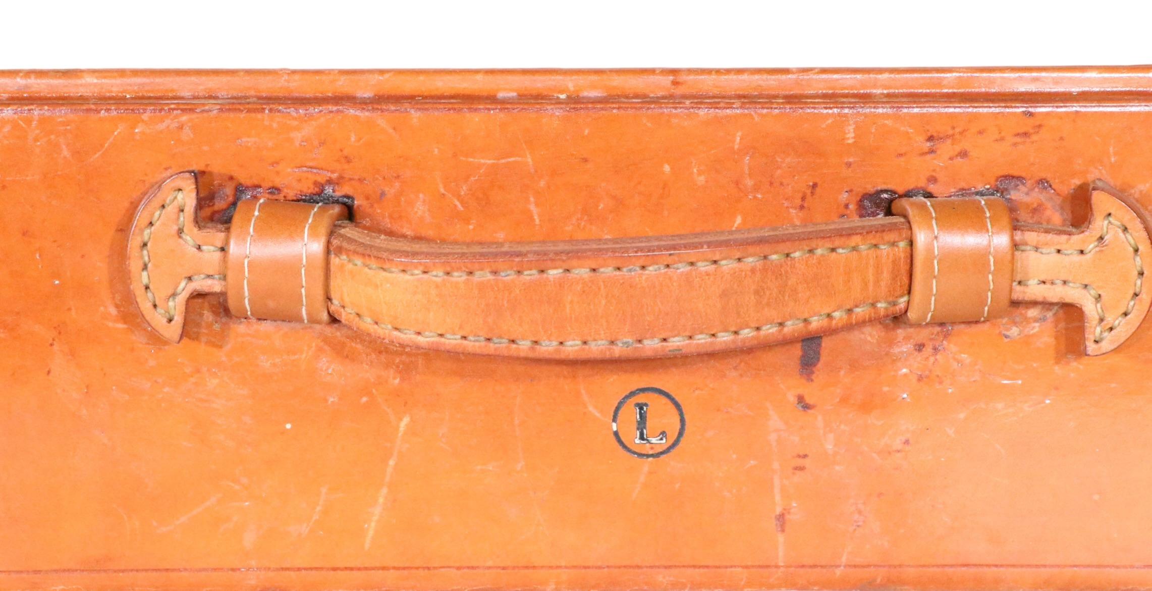Hard Side Leder Overnight Luggage Suitcase Att. to Crouch und Fitzgerald im Angebot 6