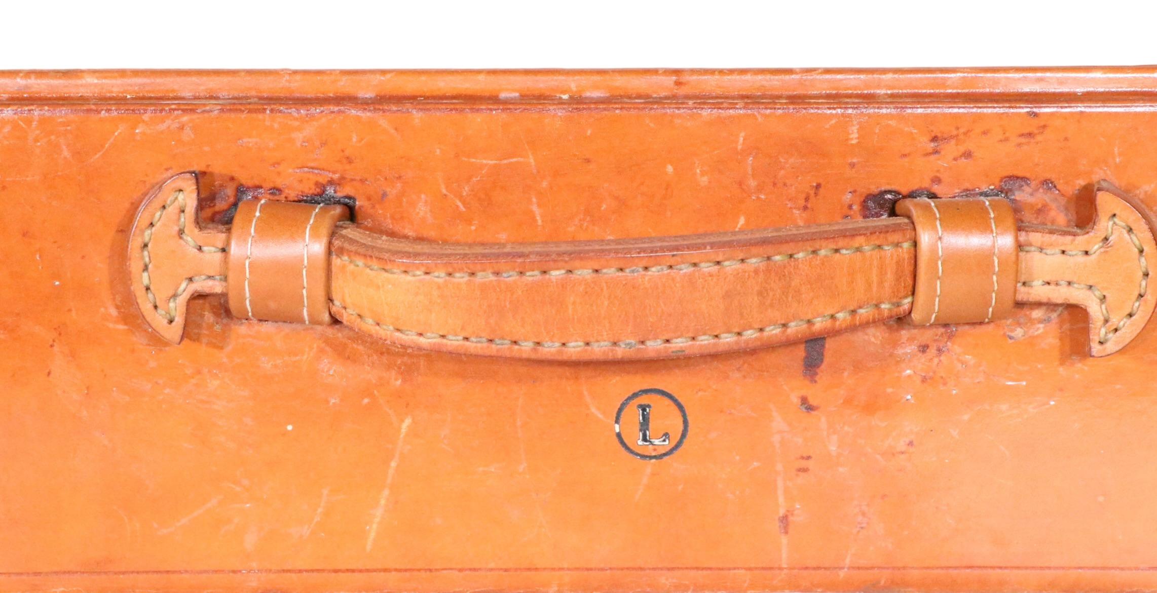 Hard Side Leder Overnight Luggage Suitcase Att. to Crouch und Fitzgerald 6