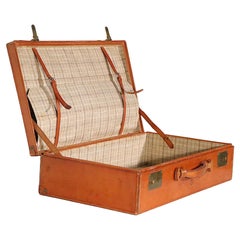 Hard Side Leder Overnight Luggage Suitcase Att. to Crouch und Fitzgerald