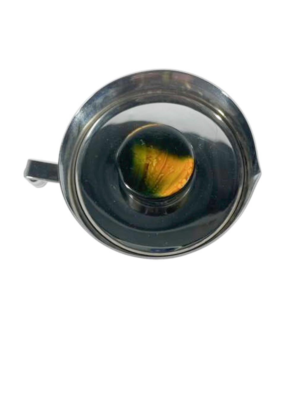 20th Century Hard to Find MCM Chrome and Bakelite Cocktail Shaker Marked 