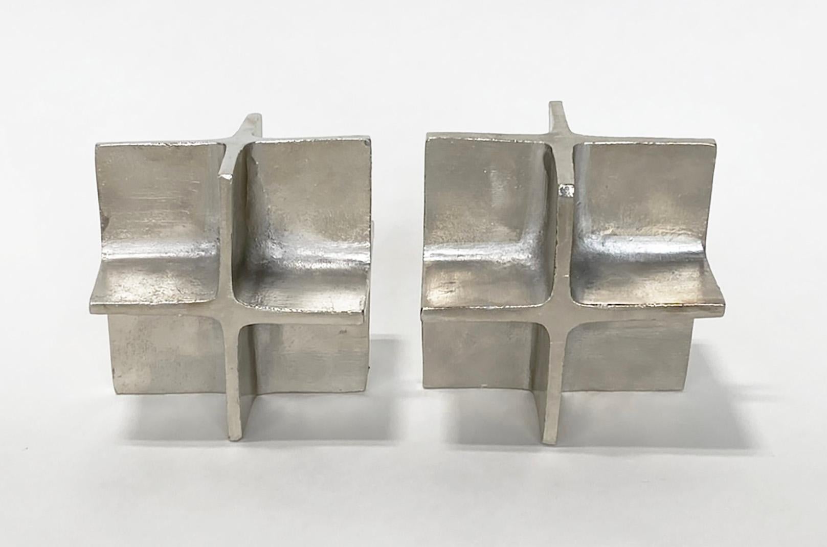 Hard-to-Find Pair of Vintage Carl August III Nickel-Plated Bookends Model 5403 For Sale 3