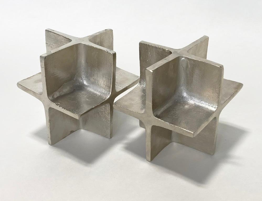 Iron Hard-to-Find Pair of Vintage Carl August III Nickel-Plated Bookends Model 5403 For Sale