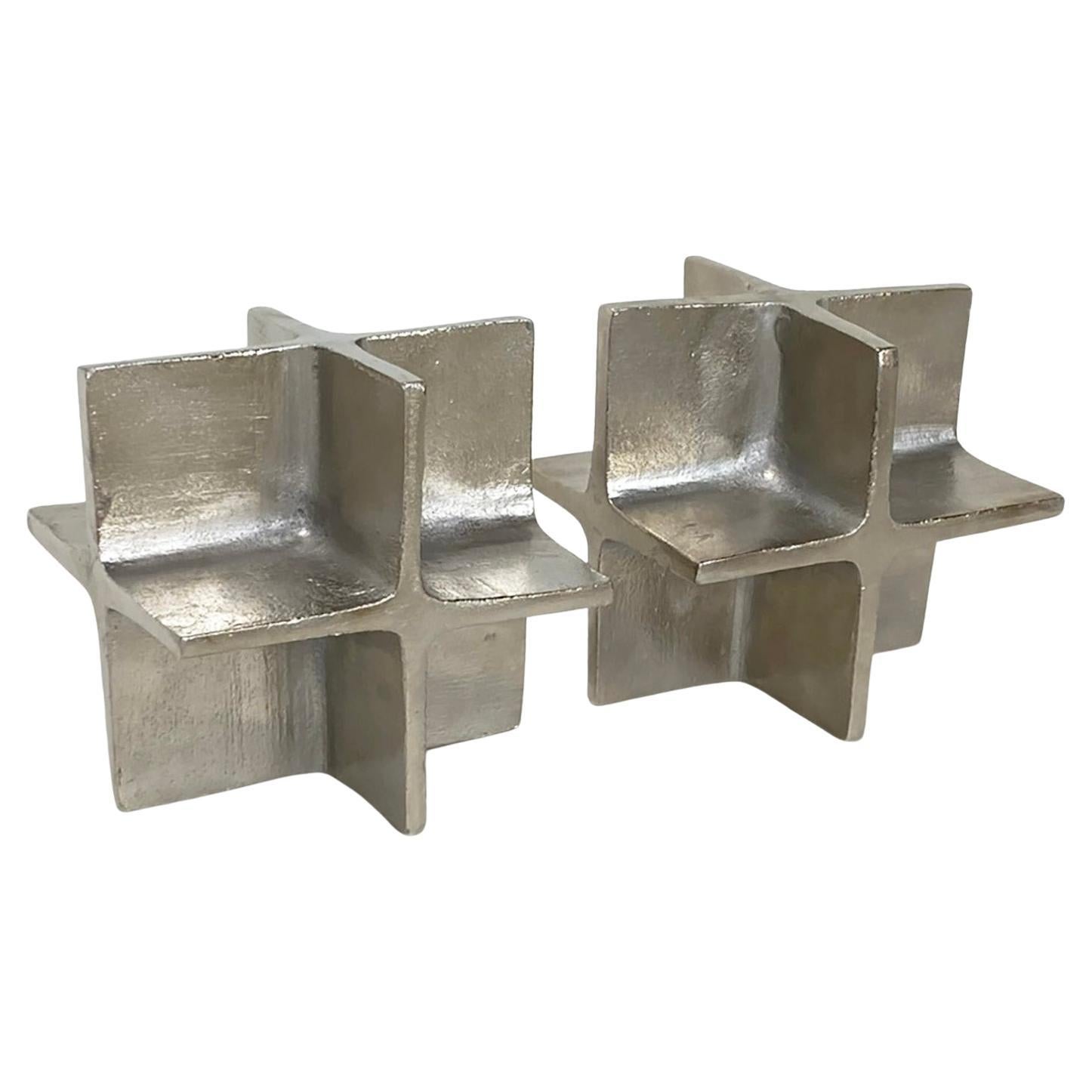 Hard-to-Find Pair of Vintage Carl August III Nickel-Plated Bookends Model 5403 For Sale