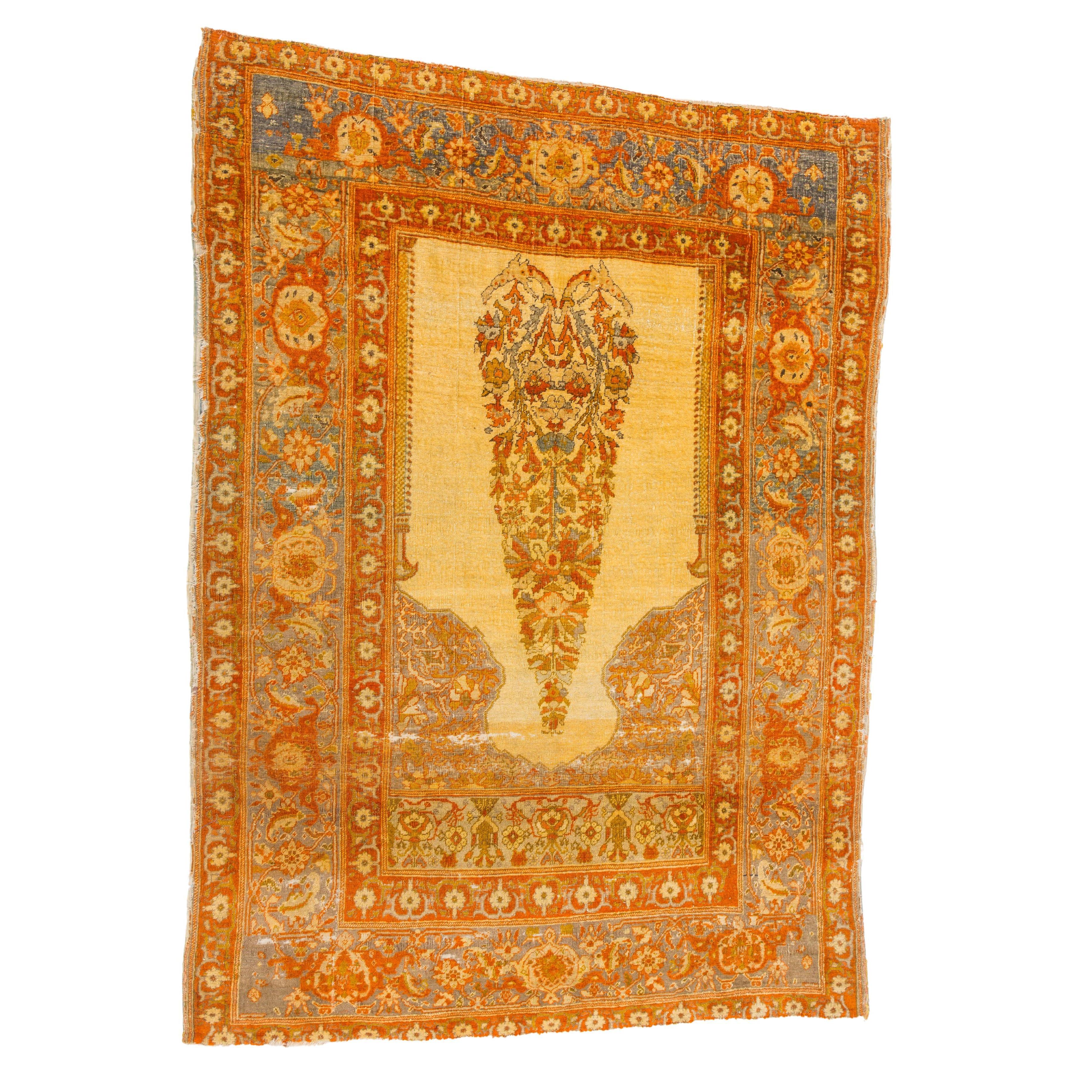 Hard to Find Rich oversize TABRIZ PRAYER RUG ANTIQUE , SHORT TERM REDUCTION  For Sale