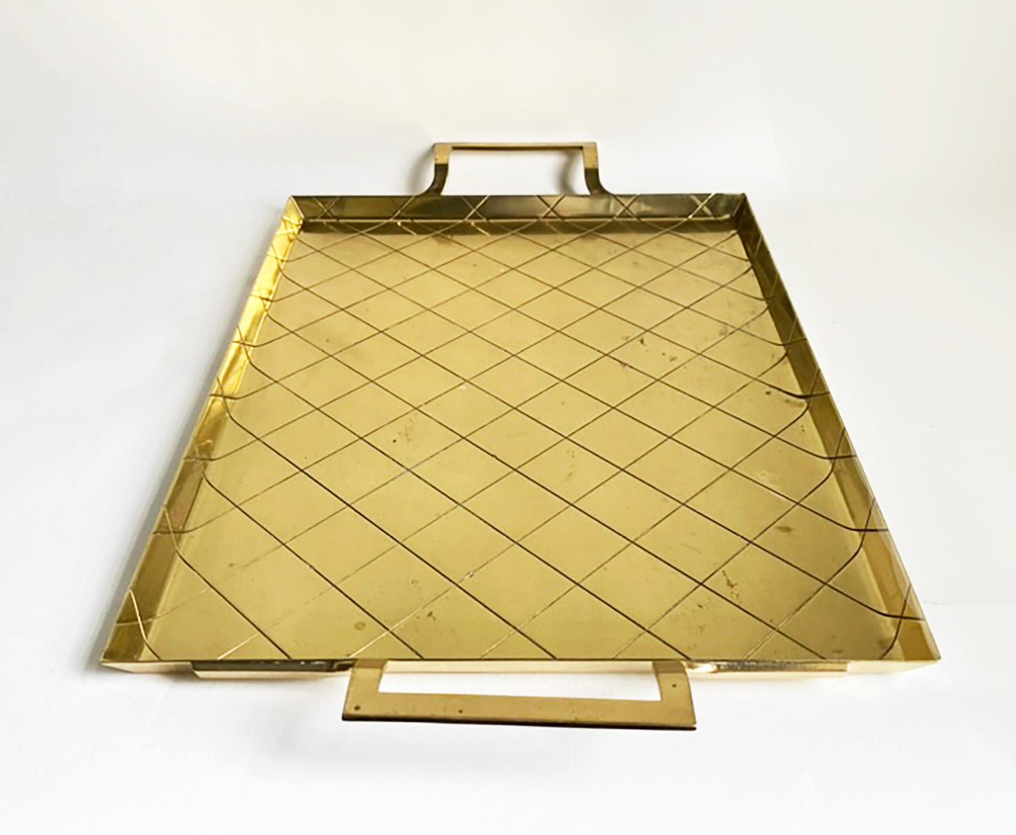 Hard-to-Find Tommi Parzinger Brass Bar Serving Tray for Dorlyn Silversmiths (Moderne der Mitte des Jahrhunderts) im Angebot