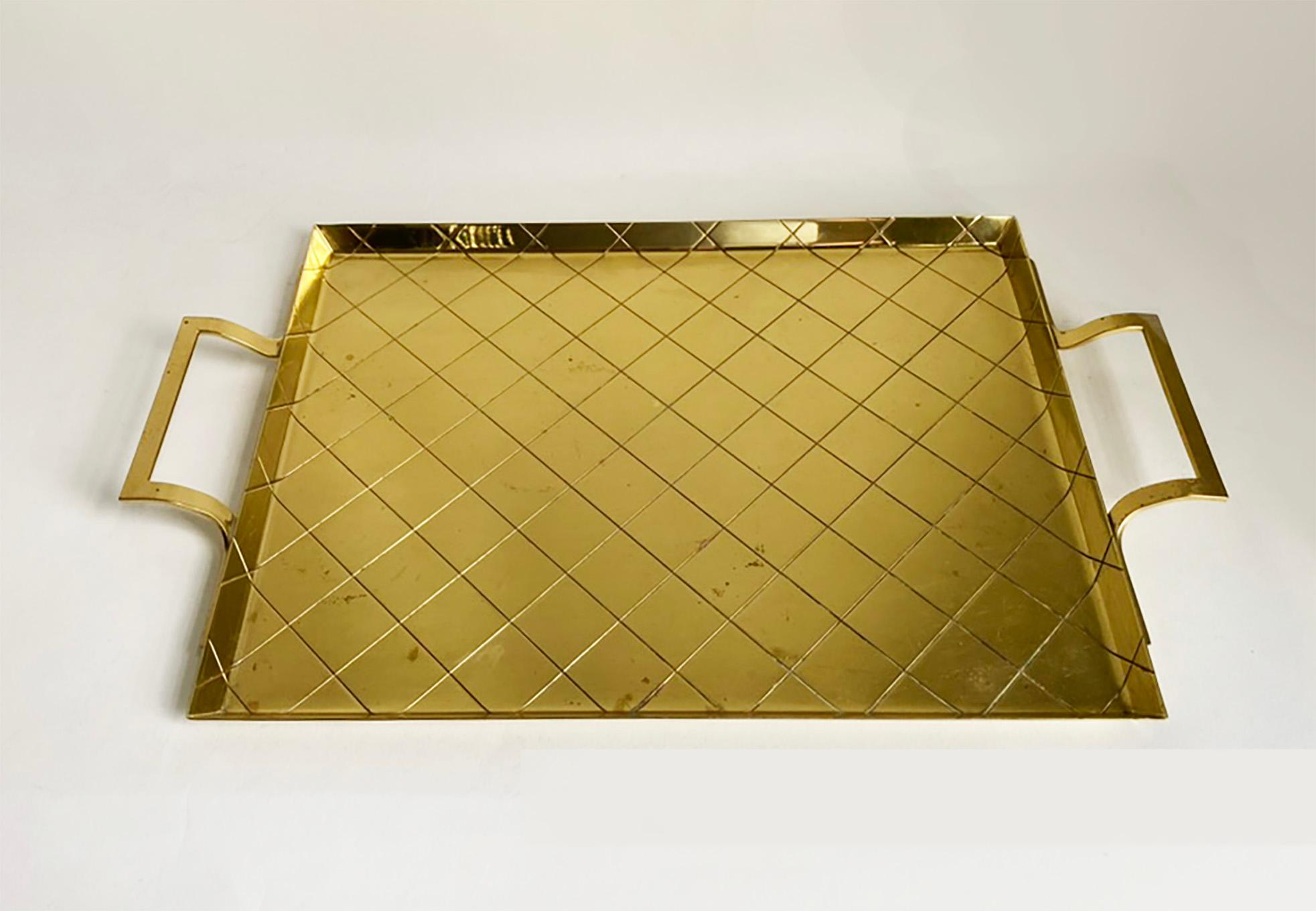 Hard-to-Find Tommi Parzinger Brass Bar Serving Tray for Dorlyn Silversmiths (Borte) im Angebot