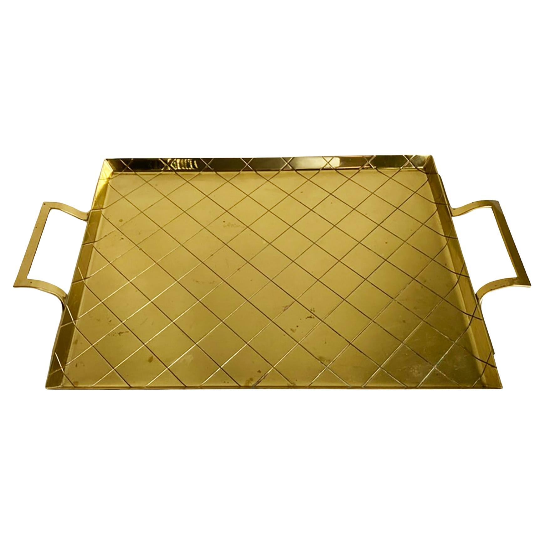 Hard-to-Find Tommi Parzinger Brass Bar Serving Tray for Dorlyn Silversmiths im Angebot