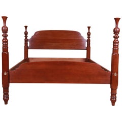 Retro Harden American Colonial Solid Cherrywood Four Poster Queen Size Bed