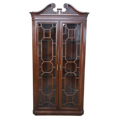 Harden Chippendale Georgian Style Cherry Corner Cupboard Curio Display Cabinet
