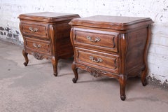 Harden French Provincial Louis XV Walnut Nightstands, Pair