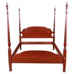 Harden Furniture American Colonial Carved Mahogany Queen Size Poster Bed