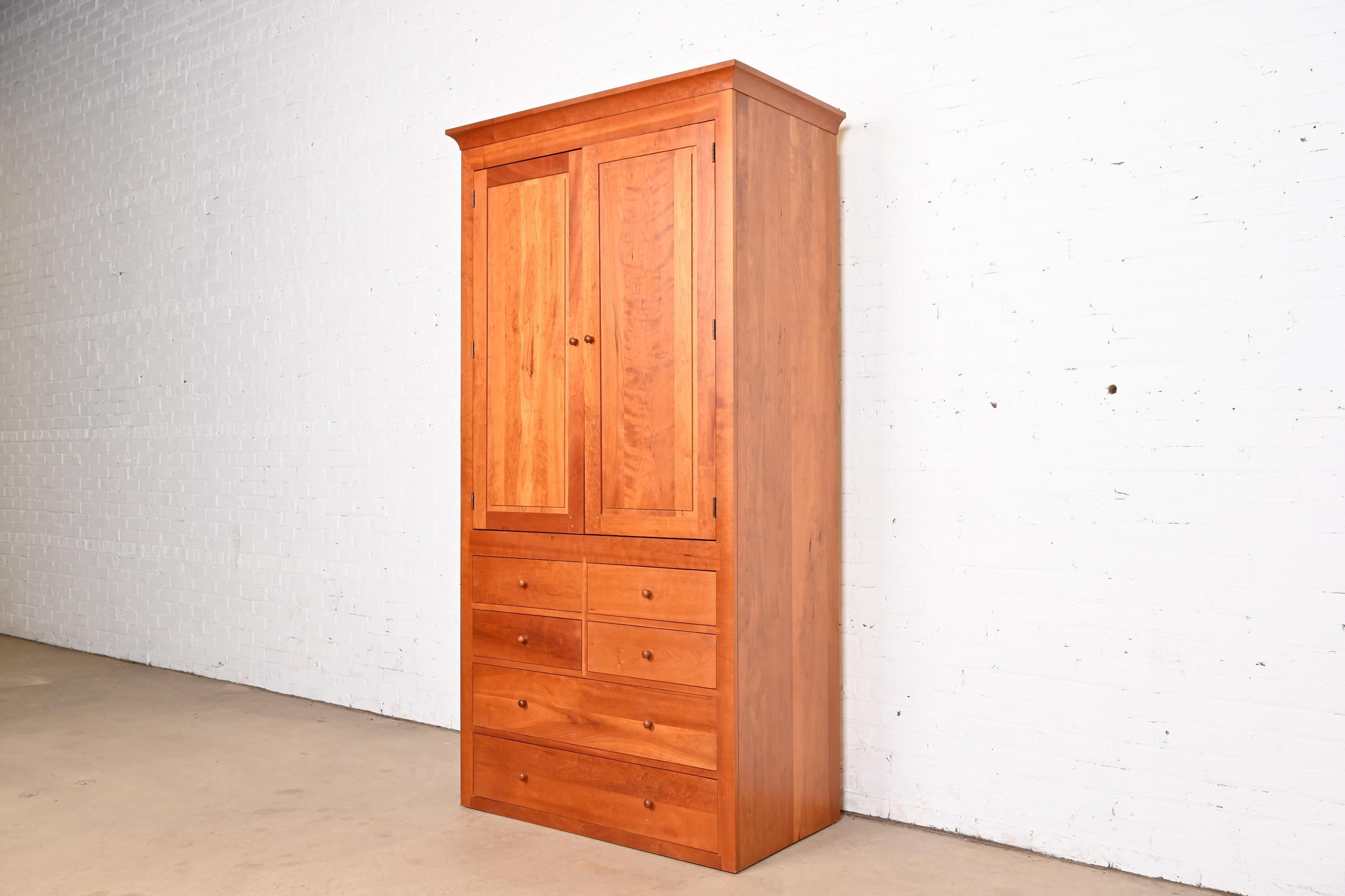 Arts and Crafts Harden Furniture Arts & Crafts Shaker Cherry Wood Armoire Dresser or Linen Press For Sale