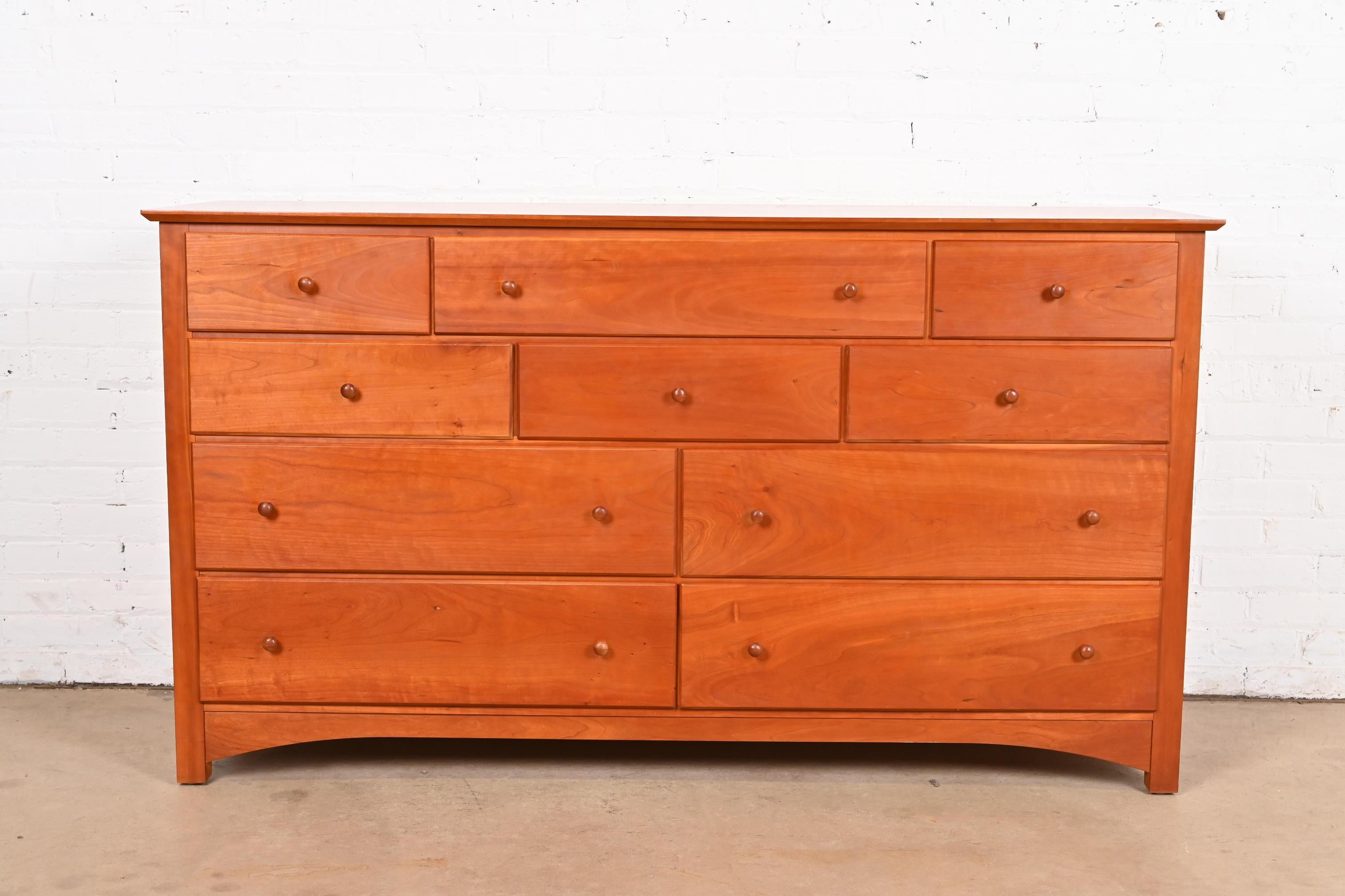 Arts and Crafts Harden Furniture Arts & Crafts Shaker Solid Cherry Wood Ten-Drawer Dresser
