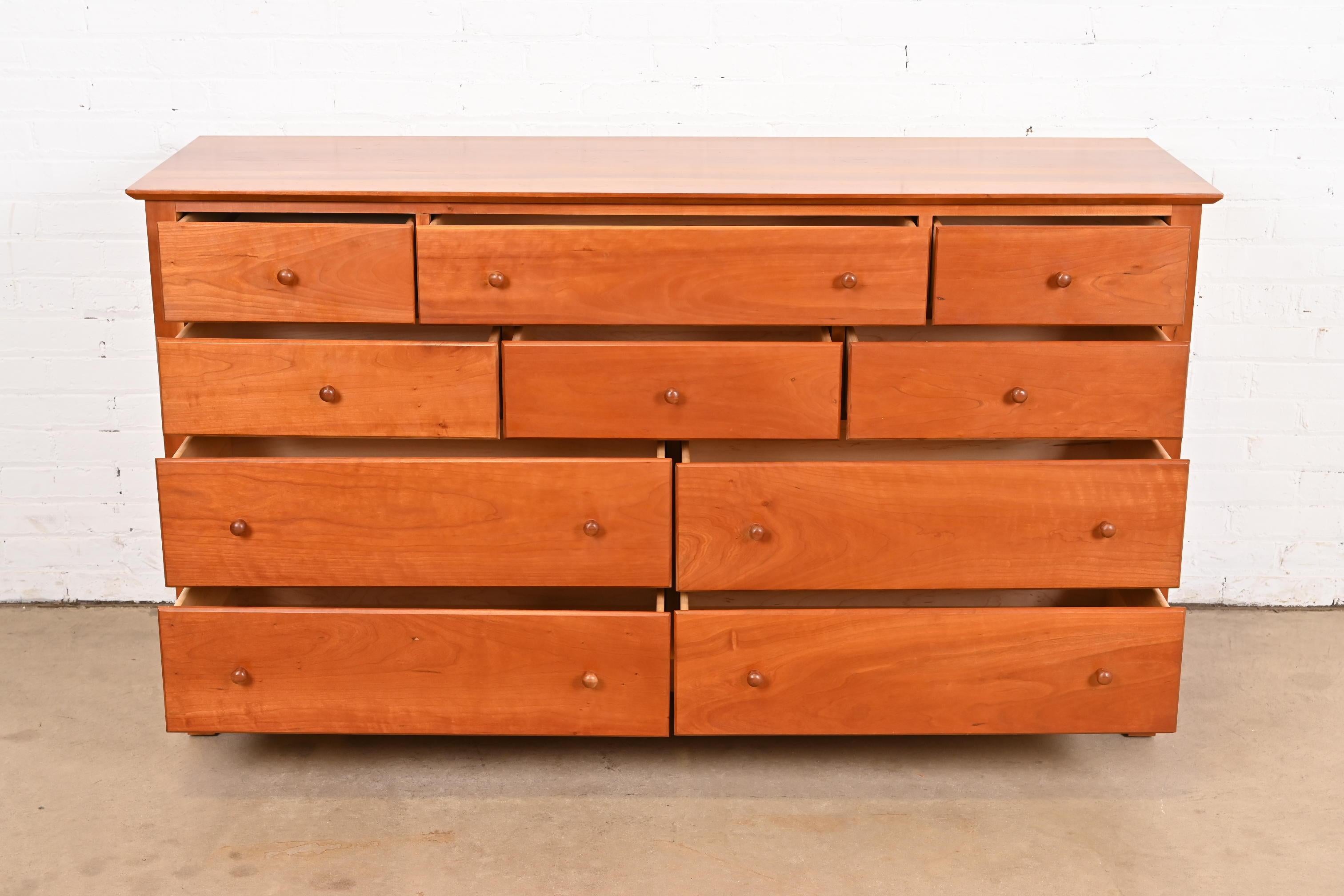 20th Century Harden Furniture Arts & Crafts Shaker Solid Cherry Wood Ten-Drawer Dresser